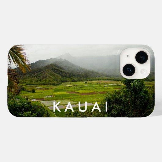カウアイ、ハワイランドスケープのフィールドシーンと文字 Case-Mate iPhoneケース (裏面 (横))