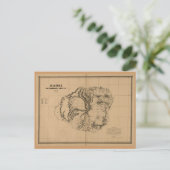 カウアイ、1878年、ハワイヴィンテージの地図 ポストカード (スタンド正面)