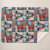 カウアメリカン国旗のフォークアート シェルパブランケット (正面(横))