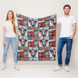 カウアメリカン国旗のフォークアート フリースブランケット