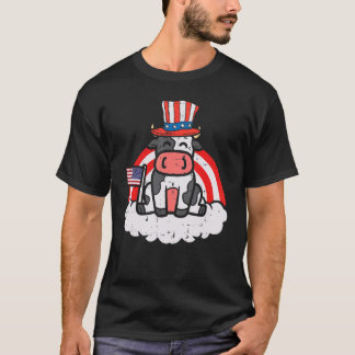 カウアメリカ国旗のトップハットレインボー4thの7月農業Pa Tシャツ