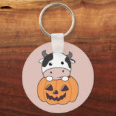 カウインパンプキンキュート牛ハッピーハローウィンキーチェーン キーホルダー (正面)