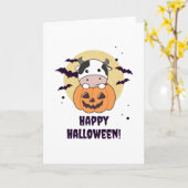 カウインパンプキンキュート牛ハッピーハローウィン カード (黄色い花)
