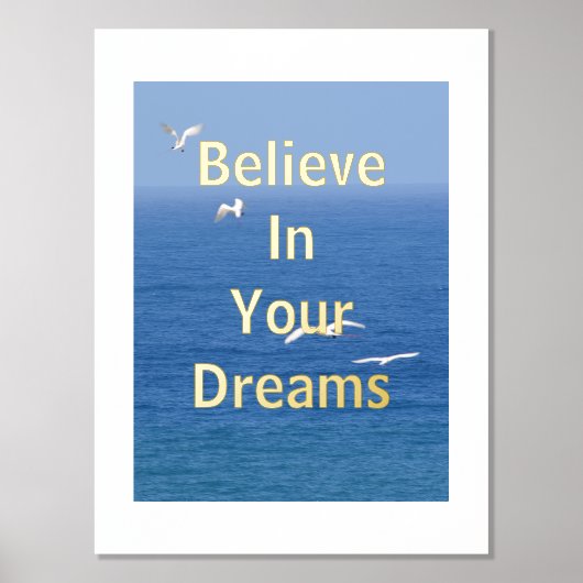 カウイ感動的ー飛んでいる鳥の海 箔ポスター (正面)