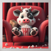 カウオンレッドソファ食べ物ーのポップコーンアート ポスター (正面)