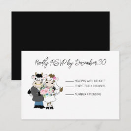カウカワイカップル結婚式RSVPレスポンスカード 出欠カード