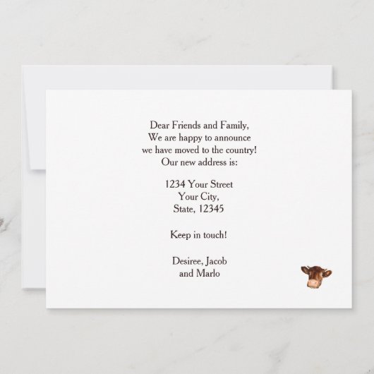 カウカントリーファームバ素朴ン移おもしろい動カード 案内状 (裏面)