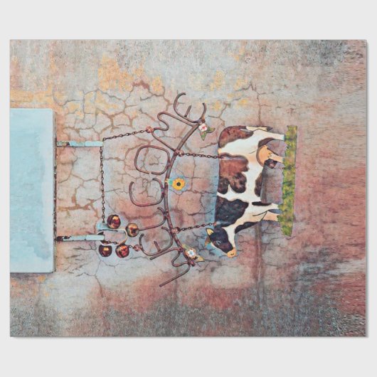 カウカントリ素朴ーウエスタンファームデコパージュ ラッピングペーパー (フラット)