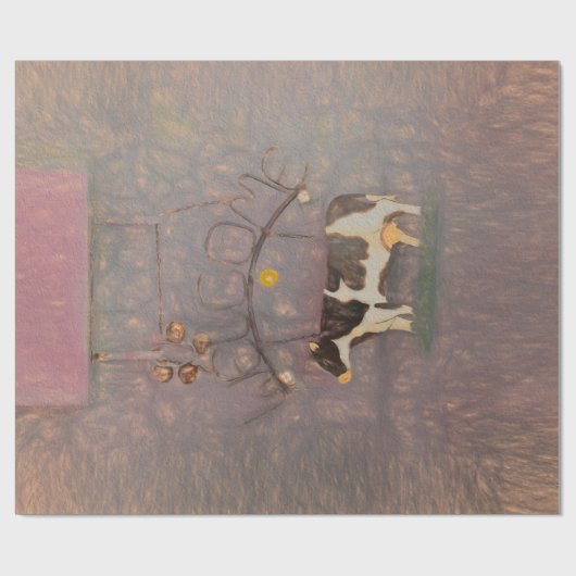 カウカントリ素朴ーウエスタンファームピンクデコパージュ ラッピングペーパー (フラット)