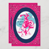 カウガールが野生の馬を乗りこなす 招待状 (正面/裏面)