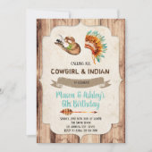カウガールとインディアンのパーティー招待状 招待状 (正面)