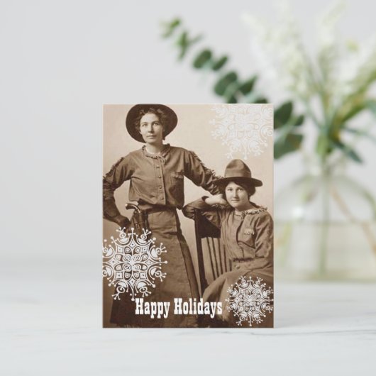 カウガールとスノーフレークのホリデーウィッシュ シーズンポストカード (スタンド正面)