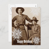 カウガールとスノーフレークのホリデーウィッシュ シーズンポストカード (正面/裏面)
