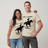 カウガールと馬のメンズTシャツ Tシャツ (ユニセックス)