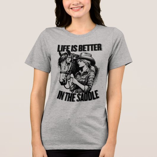 カウガールと馬 トライブレンドTシャツ (正面)