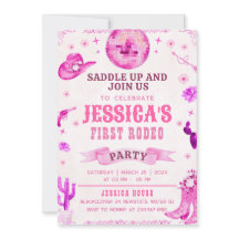 カウガールの初めてのロデオパーティー招待状