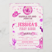 カウガールの初めてのロデオパーティー招待状 招待状 (正面/裏面)