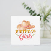 カウガールの帽子をかぶった誕生日の女の子 カード (スタンド正面)