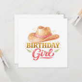 カウガールの帽子をかぶった誕生日の女の子 カード (正面/裏面インサイチュ)