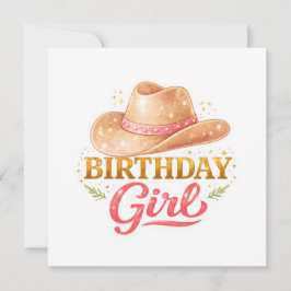カウガールの帽子をかぶった誕生日の女の子 カード