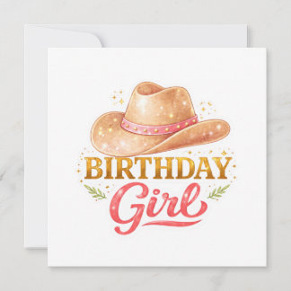 カウガールの帽子をかぶった誕生日の女の子 カード