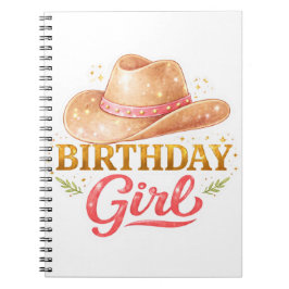 カウガールの帽子をかぶった誕生日の女の子 ノートブック