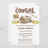 カウガールの看板 ウェスタン カウボーイ ハット 向日葵 招待状 (正面/裏面)