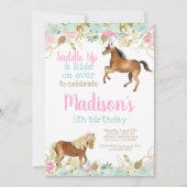 カウガールの馬の誕生日招待状 招待状 (正面)