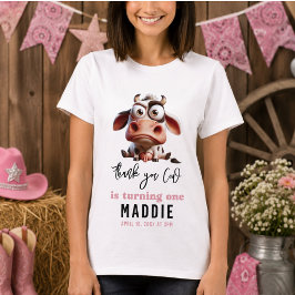 カウガールの1歳の誕生日おめでとう Holy Cow Caricatures Tシャツ