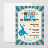 カウガールの4歳誕生日パーティーガール招待状 招待状 (正面/裏面)