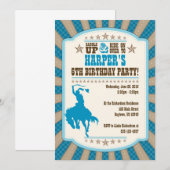 カウガールの6歳誕生日パーティーガール招待状 招待状 (正面/裏面)