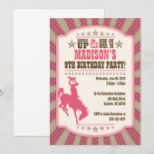 カウガールの9歳誕生日パーティーガール招待状 招待状 (正面/裏面)