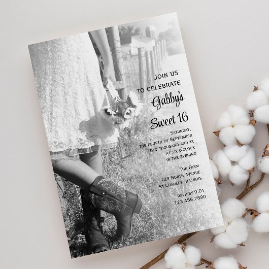 カウガールひまわりカントリー スイート16 誕生日パーティー 招待状