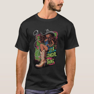 カウガールらしさが溢れるブーツと輝き 西部劇のメラニン Tシャツ