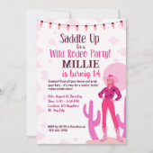 カウガールカントリーコケット ウエスタン バースデー インビテーション (正面)