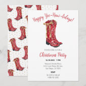 カウガールクリスマスの水彩招待状 招待状 (正面/裏面)