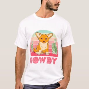カウガールコーギー ハウディ レトロ ウェスタン 犬 ギフト Tシャツ