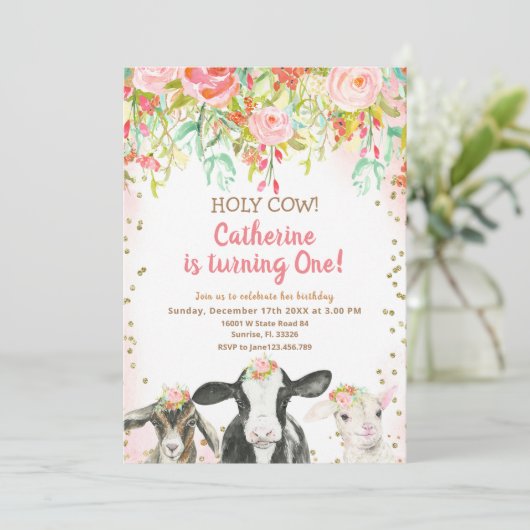 カウガールフローラ誕生日招待状 招待状 (スタンド正面)