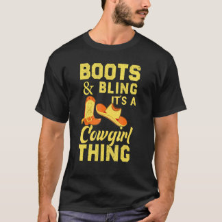 カウガールブーツの女性用きらめきアクセサリー Tシャツ
