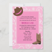 カウガールブーツアンドハット誕生日 招待状 (正面)