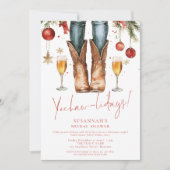 カウガールブーツ バブルリー クリスマス ブライダルシャワー 招待状 (正面)