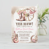 カウガールブーツ フラワーのあるウェスタン ブライダルシャワー 招待状 (スタンド正面)