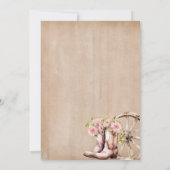 カウガールブーツ フラワーのあるウェスタン ブライダルシャワー 招待状 (裏面)