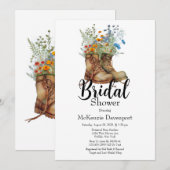 カウガールブーツ ワイルドフラワーズ ブライダルシャワー 招待状 (正面/裏面)