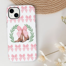 カウガールブーツ 月桂樹の葉輪とピンクのリボン Case-Mate iPhone 14 PLUSケース