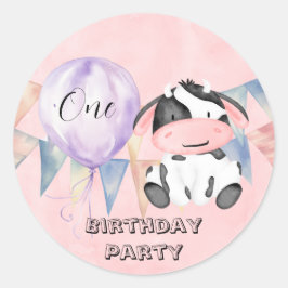 カウガールモー1歳の誕生日パーティー ラウンドシール