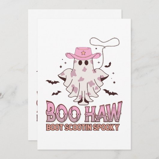 カウガール不気味ウエスタンおもしろいハロウィーン 招待状 (正面/裏面)