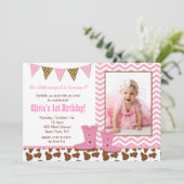 カウガール写真の誕生日招待状 招待状 (スタンド正面)