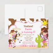 カウガール西部風バースデーパーティー ポストカード (正面/裏面)