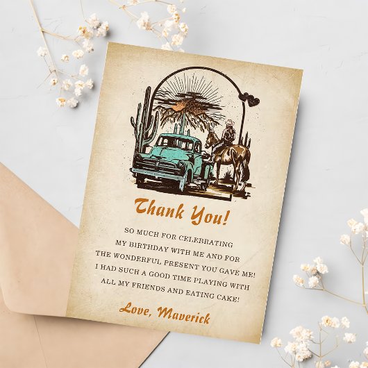 カウガール誕生日パーティーお礼カード 招待状